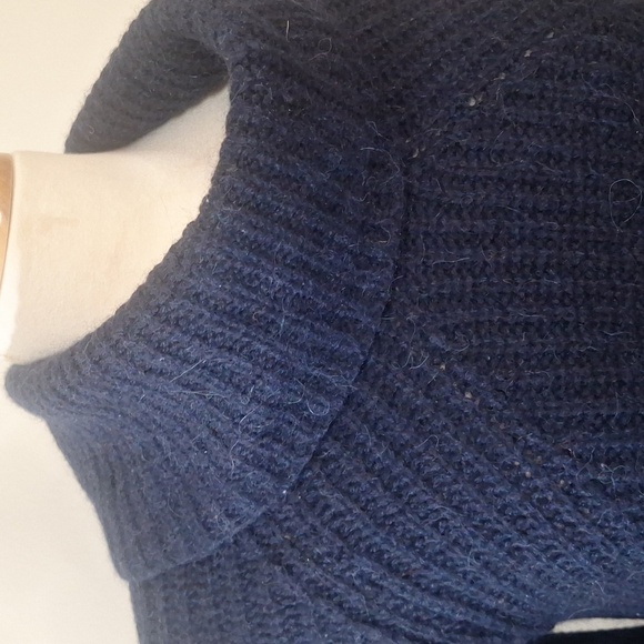 Elsa Manda Made In Italy Alpaca/wool Blend Cowl Neck Rib Knit Tunic Sweater - Picture 2 of 11